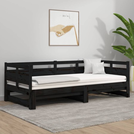 Sofá cama extraíble madera maciza de pino negro 2x(80x200) cm de vidaXL, Camas y somieres - Ref: Foro24-820321, Precio: 182,1...