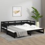 Sofá cama extraíble madera maciza de pino negro 2x(80x200) cm de vidaXL, Camas y somieres - Ref: Foro24-820321, Precio: 182,1...