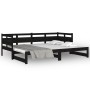 Sofá cama extraíble madera maciza de pino negro 2x(80x200) cm de vidaXL, Camas y somieres - Ref: Foro24-820321, Precio: 182,1...