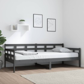 Sofá cama de madera maciza de pino gris 90x200 cm de vidaXL, Camas y somieres - Ref: Foro24-820359, Precio: 128,02 €, Descuen...