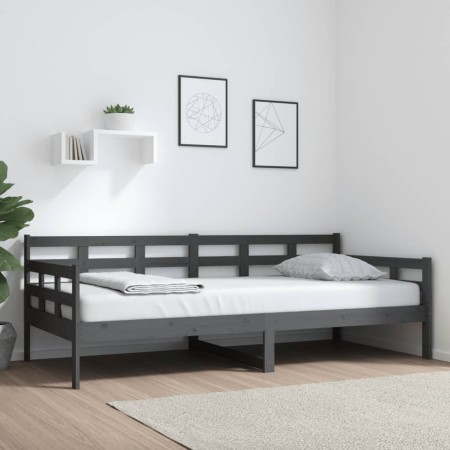 Sofá cama de madera maciza de pino gris 90x200 cm de vidaXL, Camas y somieres - Ref: Foro24-820359, Precio: 128,02 €, Descuen...