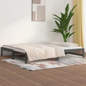 Removable sofa bed solid gray pine wood 2x(90x200) cm by vidaXL, Beds and slatted bases - Ref: Foro24-820429, Price: 156,85 €...