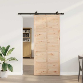 Puerta Corredera Marrón 80 x 208 cm Madera de pino macizo en Puertas | Comprar online en Foru.es