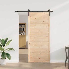Puerta deslizante Marrón 80 x 208 cm Madera maciza de pino en Puertas | Comprar online en Foru.es