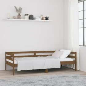 Honey brown solid pine wood sofa bed 90x190 cm by vidaXL, Beds and slatted bases - Ref: Foro24-814637, Price: 121,45 €, Disco...