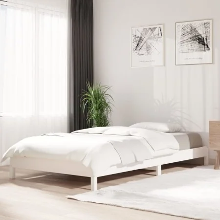 Cama apilable de madera pino maciza blanco 90x200 cm de vidaXL, Camas y somieres - Ref: Foro24-820393, Precio: 98,45 €, Descu...