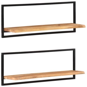 Estantes de pared 2 unidades madera maciza acacia 100x24x35 cm en Estanterías | Comprar online en Foru.es