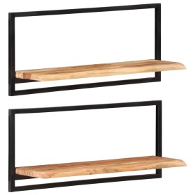 Estantes de pared 2 unidades madera maciza acacia 80x25x35 cm en Estanterías | Comprar online en Foru.es