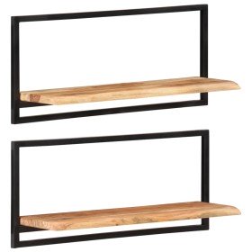 Estantes de pared 2 unidades madera maciza acacia 80x25x35 cm en Estanterías | Comprar online en Foru.es