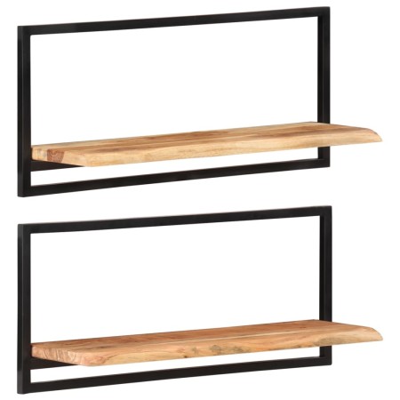 Estantes de pared 2 unidades madera maciza acacia 80x25x35 cm en Estanterías | Comprar online en Foru.es