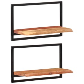 Estantes de pared 2 unidades madera maciza acacia 60x25x35 cm en Estanterías | Comprar online en Foru.es