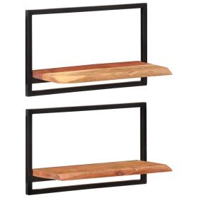 Estantes de pared 2 unidades madera maciza acacia 60x25x35 cm en Estanterías | Comprar online en Foru.es