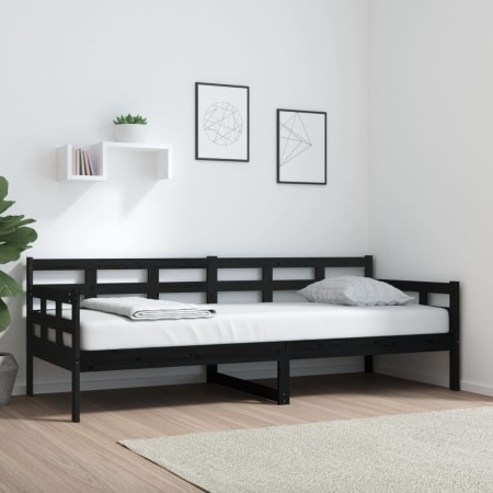 Sofá cama madera maciza de pino negro 80x200 cm de vidaXL, Camas y somieres - Ref: Foro24-820366, Precio: 122,80 €, Descuento: %