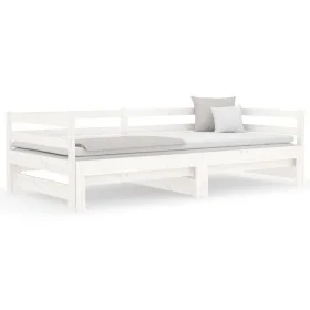 Sofá cama extraíble madera maciza de pino blanco 2x(80x200) cm de vidaXL, Camas y somieres - Ref: Foro24-814695, Precio: 126,...