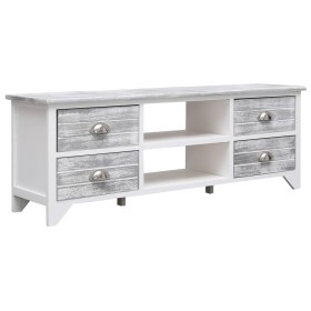 Mueble para TV madera de paulownia blanco y gris 108x30x40 cm en Muebles TV | Comprar online en Foru.es