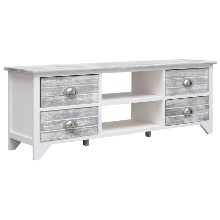 Mueble para TV madera de paulownia blanco y gris 108x30x40 cm en Muebles TV | Comprar online en Foru.es