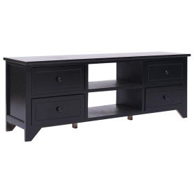 Mueble para TV madera maciza de paulownia negro 108x30x40 cm en Muebles TV | Comprar online en Foru.es