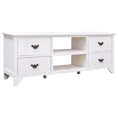 Mueble para TV antiguo madera de paulownia blanco 108x30x40 cm en Muebles TV | Comprar online en Foru.es