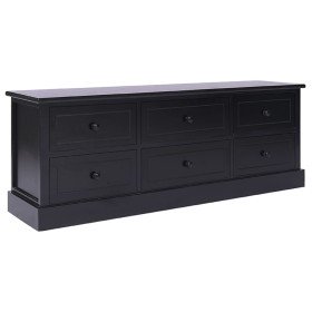 Mueble para TV madera maciza de paulownia negro 108x30x40 cm en Muebles TV | Comprar online en Foru.es