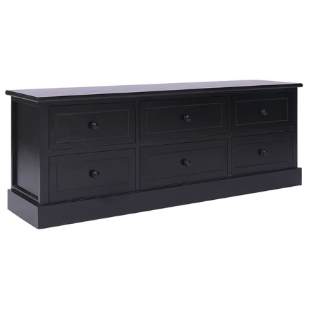 Mueble para TV madera maciza de paulownia negro 108x30x40 cm en Muebles TV | Comprar online en Foru.es