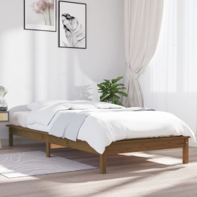 Estructura de cama madera maciza pino marrón miel 75x190 cm de vidaXL, Camas y somieres - Ref: Foro24-820569, Precio: 64,05 €...