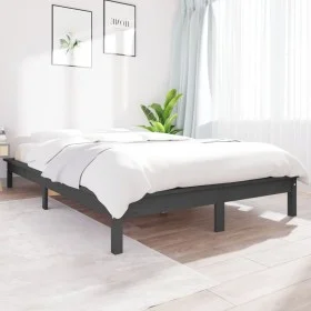 Estructura de cama madera maciza de pino gris 120x190 cm de vidaXL, Camas y somieres - Ref: Foro24-820578, Precio: 112,32 €, ...