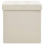 Taburete con almacenaje plegable lino sintético crema blanco en Taburetes y sillas plegables | Comprar online en Foru.es