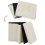 Taburete con almacenaje plegable lino sintético crema blanco en Taburetes y sillas plegables | Comprar online en Foru.es