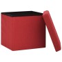 Taburete con almacenaje plegable lino sintético rojo vino tinto en Taburetes y sillas plegables | Comprar online en Foru.es