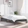 Solid gray pine wood bed frame 100x200 cm by vidaXL, Beds and slatted bases - Ref: Foro24-820533, Price: 107,38 €, Discount: %