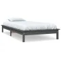 Solid gray pine wood bed frame 100x200 cm by vidaXL, Beds and slatted bases - Ref: Foro24-820533, Price: 107,38 €, Discount: %