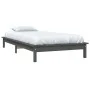 Solid gray pine wood bed frame 100x200 cm by vidaXL, Beds and slatted bases - Ref: Foro24-820533, Price: 107,38 €, Discount: %