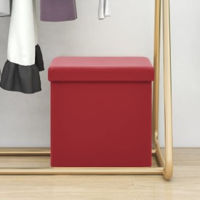 Taburete con almacenaje plegable rojo vino tinto PVC en Taburetes y sillas plegables | Comprar online en Foru.es