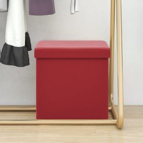 Taburete con almacenaje plegable rojo vino tinto PVC en Taburetes y sillas plegables | Comprar online en Foru.es