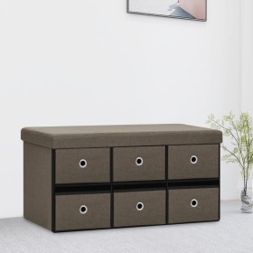 Banco de almacenaje plegable lino sintético marrón 76x38x38 cm en Bancos para recibidores y almacenamiento | Comprar online en F