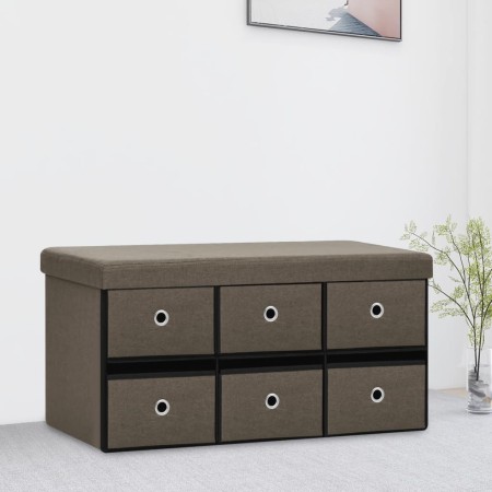 Banco de almacenaje plegable lino sintético marrón 76x38x38 cm en Bancos para recibidores y almacenamiento | Comprar online en F