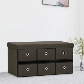 Banco de almacenaje plegable lino sintético marrón 76x38x38 cm en Bancos para recibidores y almacenamiento | Comprar online en F