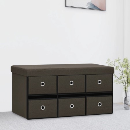 Banco de almacenaje plegable lino sintético marrón 76x38x38 cm en Bancos para recibidores y almacenamiento | Comprar online en F