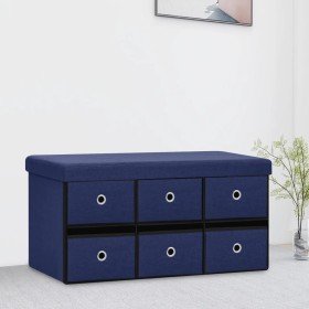 Banco de almacenaje plegable lino sintético azul 76x38x38 cm en Bancos para recibidores y almacenamiento | Comprar online en For