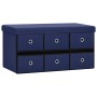 Banco de almacenaje plegable lino sintético azul 76x38x38 cm en Bancos para recibidores y almacenamiento | Comprar online en For