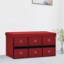 Banco almacenaje plegable lino sintético rojo tinto 76x38x38 cm en Bancos para recibidores y almacenamiento | Comprar online en 