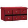 Banco almacenaje plegable lino sintético rojo tinto 76x38x38 cm en Bancos para recibidores y almacenamiento | Comprar online en 