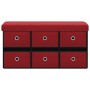 Banco almacenaje plegable lino sintético rojo tinto 76x38x38 cm en Bancos para recibidores y almacenamiento | Comprar online en 