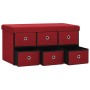 Banco almacenaje plegable lino sintético rojo tinto 76x38x38 cm en Bancos para recibidores y almacenamiento | Comprar online en 