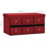 Banco almacenaje plegable lino sintético rojo tinto 76x38x38 cm en Bancos para recibidores y almacenamiento | Comprar online en 