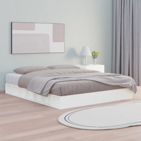 Estructura de cama madera maciza blanco 120x200 cm de vidaXL, Camas y somieres - Ref: Foro24-820682, Precio: 147,15 €, Descue...