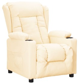 Sillón reclinable de cuero sintético crema en Sillones | Comprar online en Foru.es