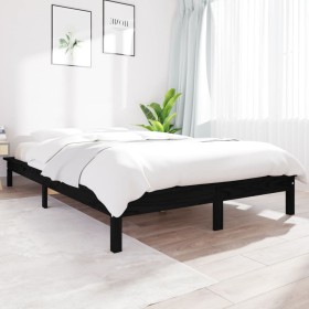 Estructura de cama madera maciza de pino negro 140x200 cm de vidaXL, Camas y somieres - Ref: Foro24-820545, Precio: 99,80 €, ...