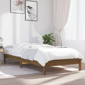 Estructura de cama individual madera pino marrón miel 90x190 cm de vidaXL, Camas y somieres - Ref: Foro24-820574, Precio: 114...