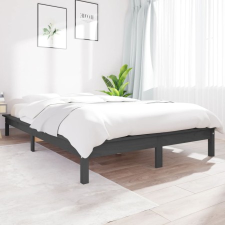 Estructura de cama madera maciza de pino gris 140x200 cm de vidaXL, Camas y somieres - Ref: Foro24-820543, Precio: 106,08 €, ...